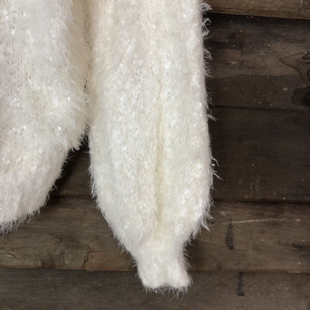 Homespun Knitwear DLL Nice Claup White Mohair shag shaggy fur Knitwear #c1102 Size S / US 4 / IT 40 - 4 Thumbnail