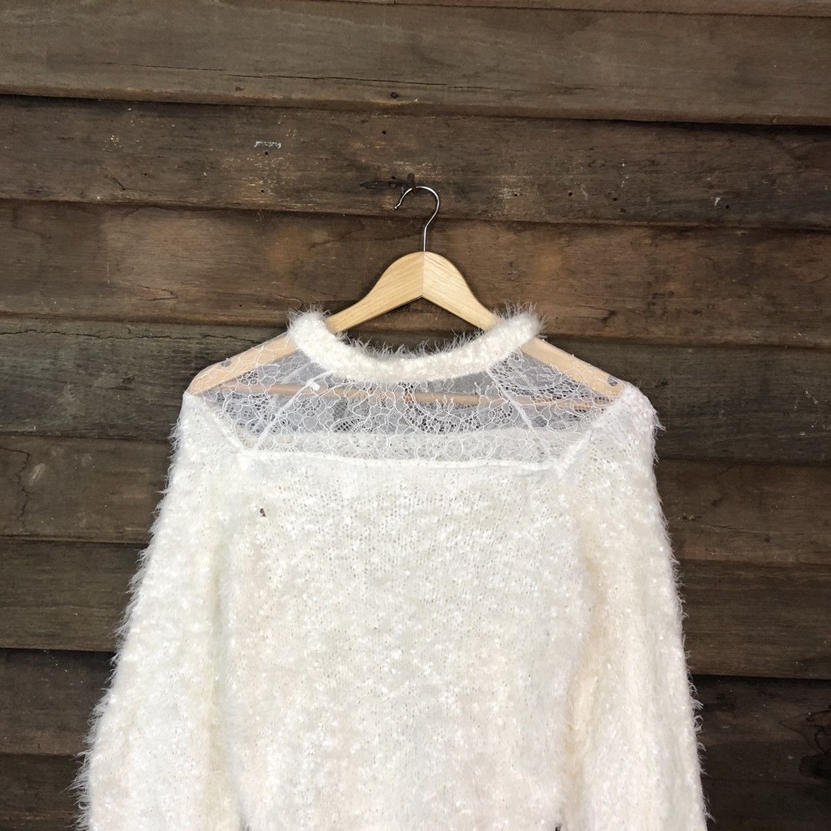 Homespun Knitwear DLL Nice Claup White Mohair shag shaggy fur Knitwear #c1102 Size S / US 4 / IT 40 - 9 Thumbnail