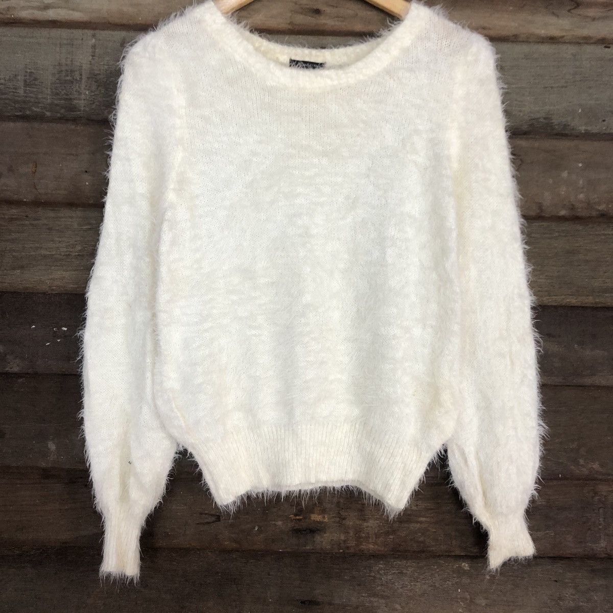 Homespun Knitwear DL Newlyme White Mohair Shag Shaggy Knitwear #c1103 Size M / US 6-8 / IT 42-44 - 8 Thumbnail