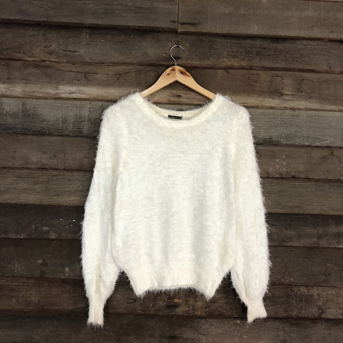 Homespun Knitwear DL Newlyme White Mohair Shag Shaggy Knitwear #c1103 Size M / US 6-8 / IT 42-44 - 3 Thumbnail