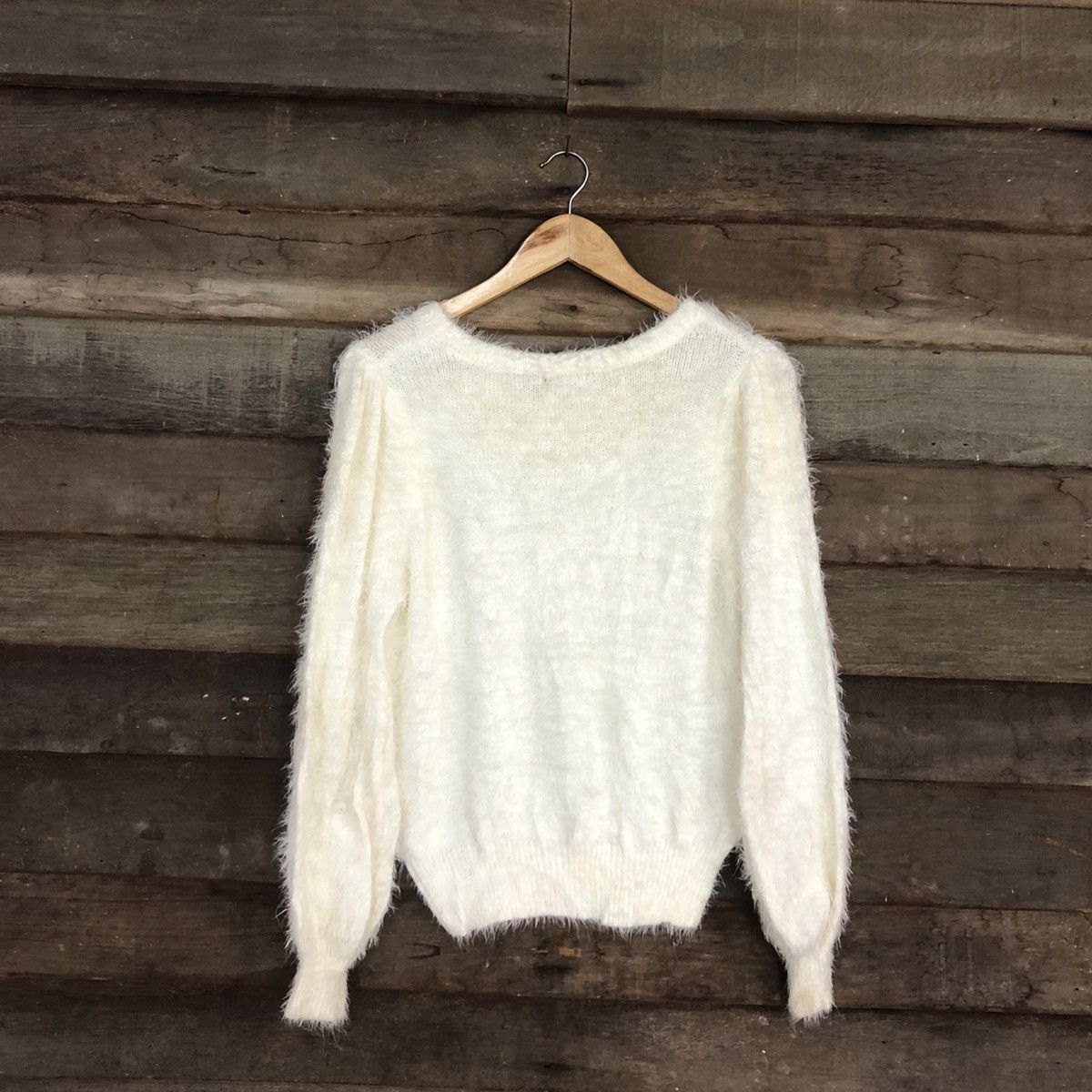 Homespun Knitwear DL Newlyme White Mohair Shag Shaggy Knitwear #c1103 Size M / US 6-8 / IT 42-44 - 11 Thumbnail