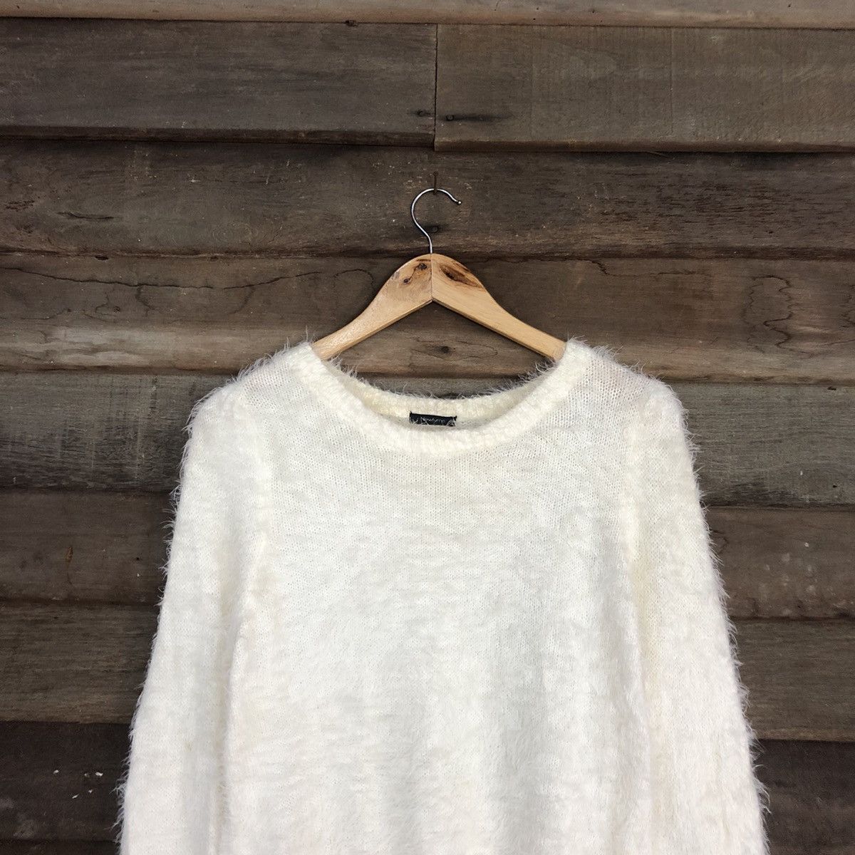 Homespun Knitwear DL Newlyme White Mohair Shag Shaggy Knitwear #c1103 Size M / US 6-8 / IT 42-44 - 9 Thumbnail