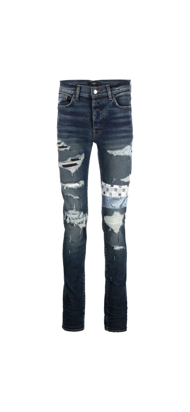 Amiri MXI Bandanna Distressed Skinny Jeans