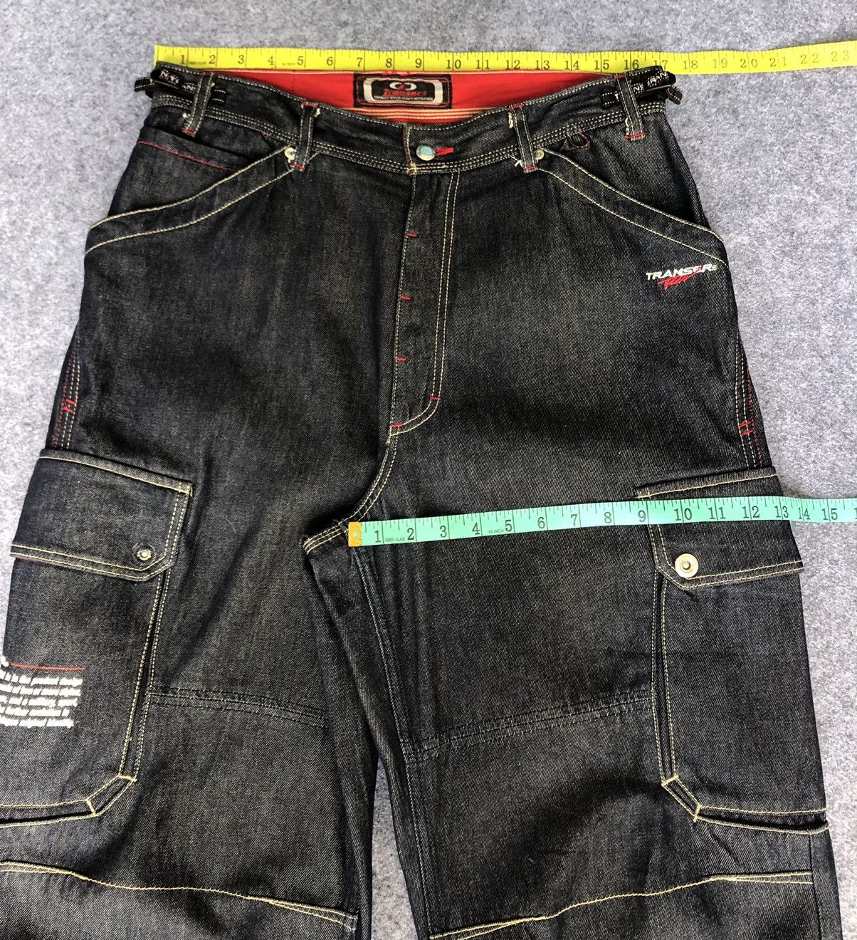 JNCO Vtg’90s Skate🔥TRANSER🔥Baggy Cargo Jeans HipHop Style Size US 34 / EU 50 - 3 Thumbnail