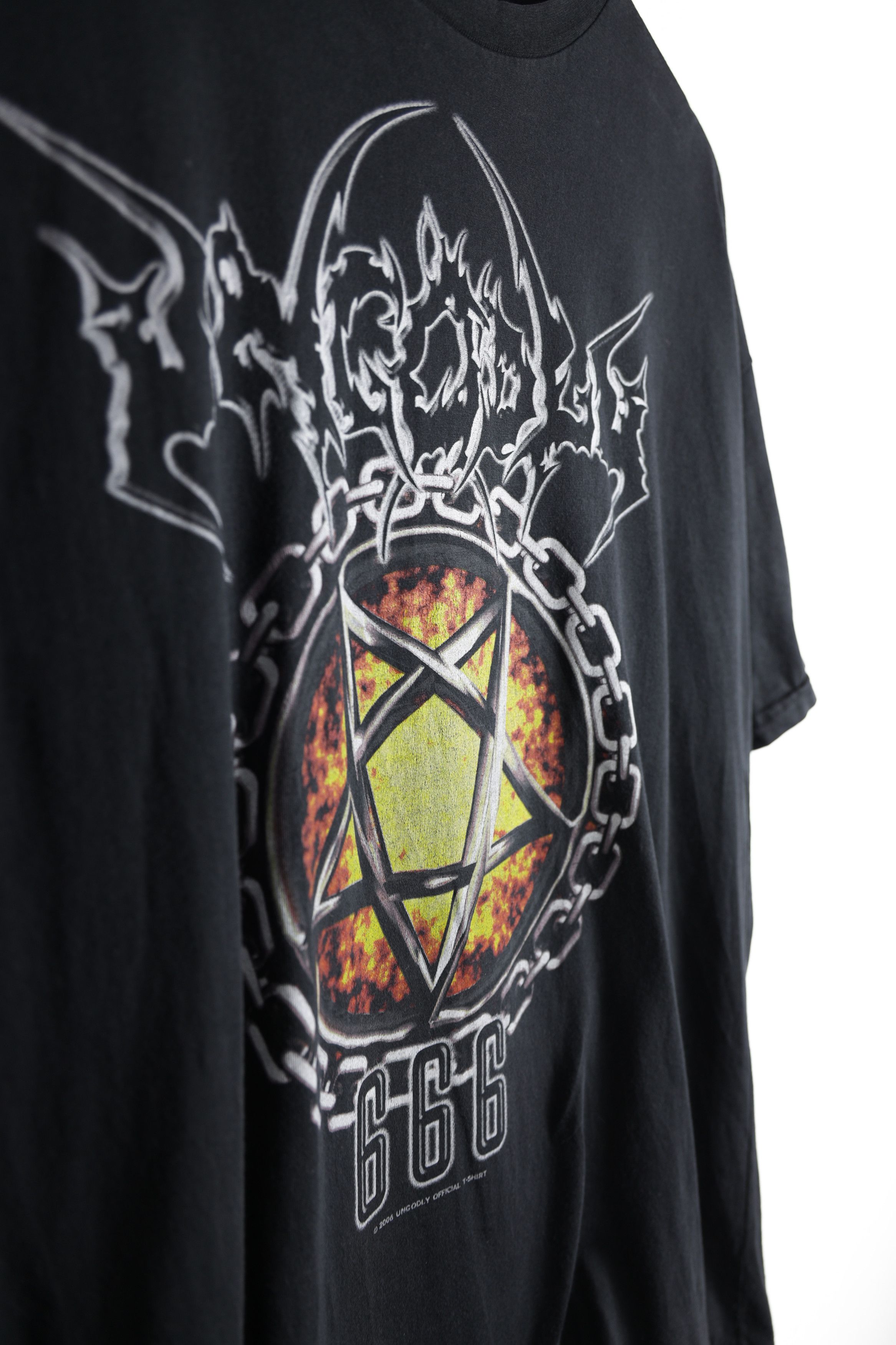 Band Tees × Vintage Vintage UnGodly 666 Satanic Graphic Print Tee T-shirt Size US XL / EU 56 / 4 - 4 Thumbnail