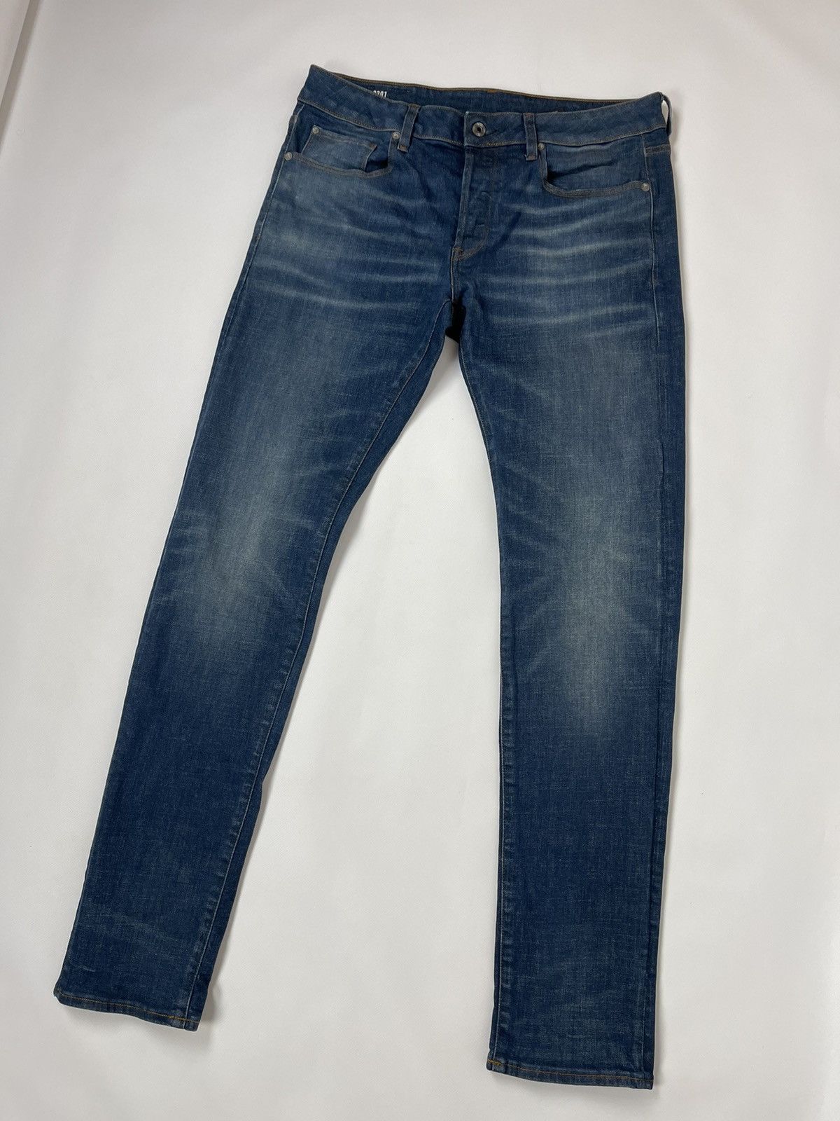 G-Star G-Star Raw 3301 Slim faded denim jeans pants Size US 33 - 2 Thumbnail