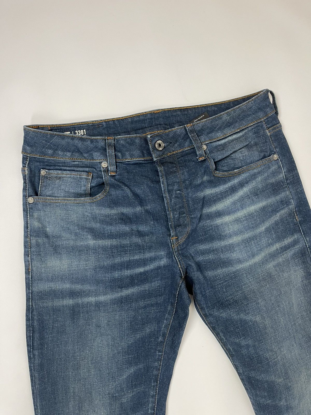 G-Star G-Star Raw 3301 Slim faded denim jeans pants Size US 33 - 16 Thumbnail