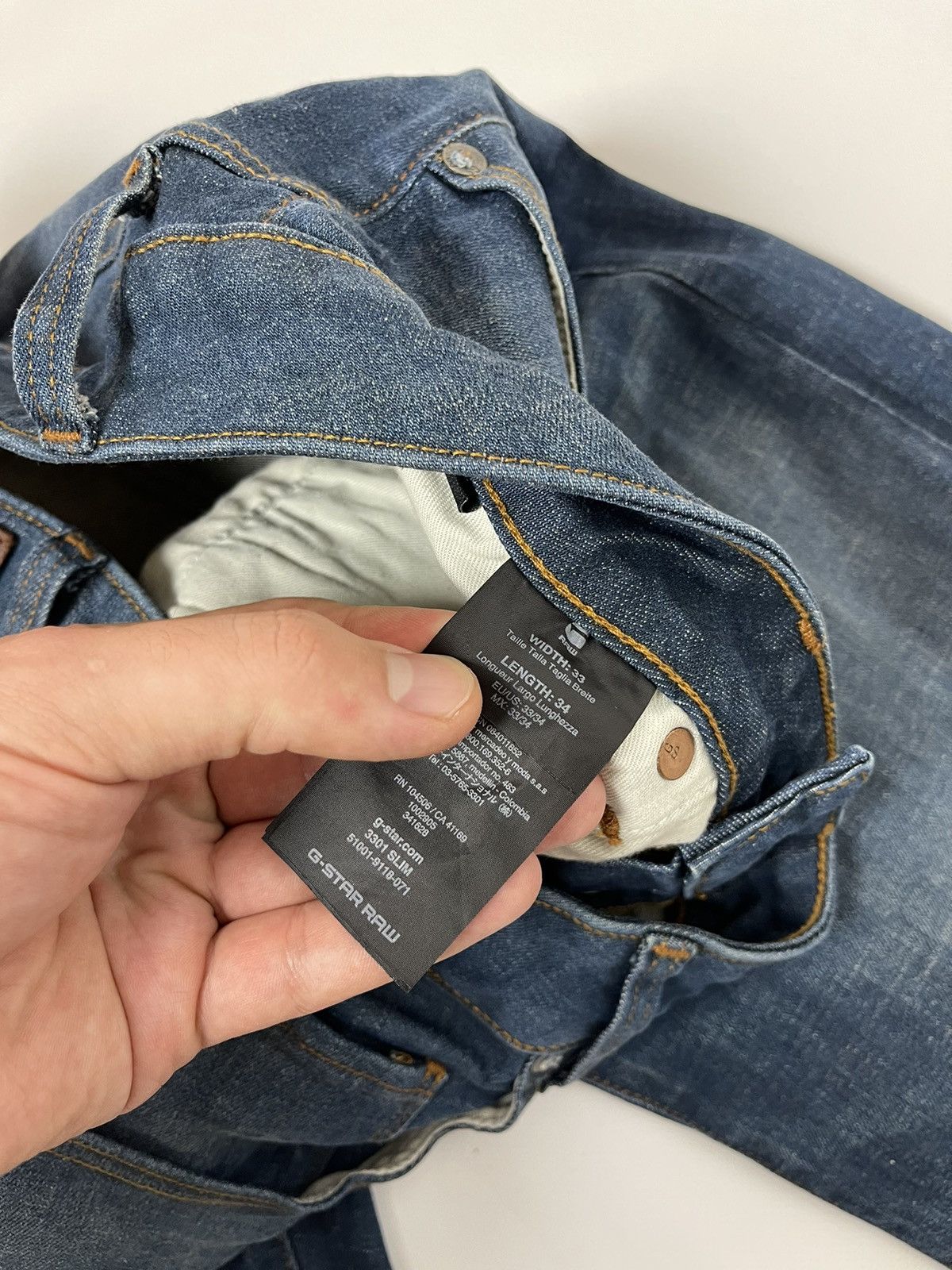 G-Star Raw 3301 Slim faded denim jeans pants