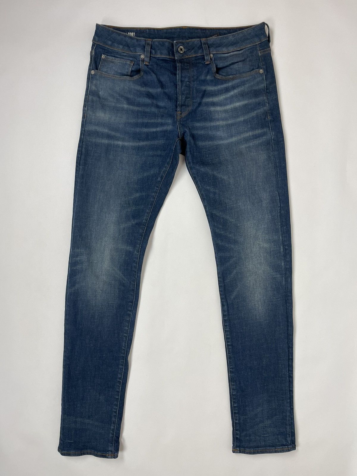 G-Star G-Star Raw 3301 Slim faded denim jeans pants Size US 33 - 11 Thumbnail