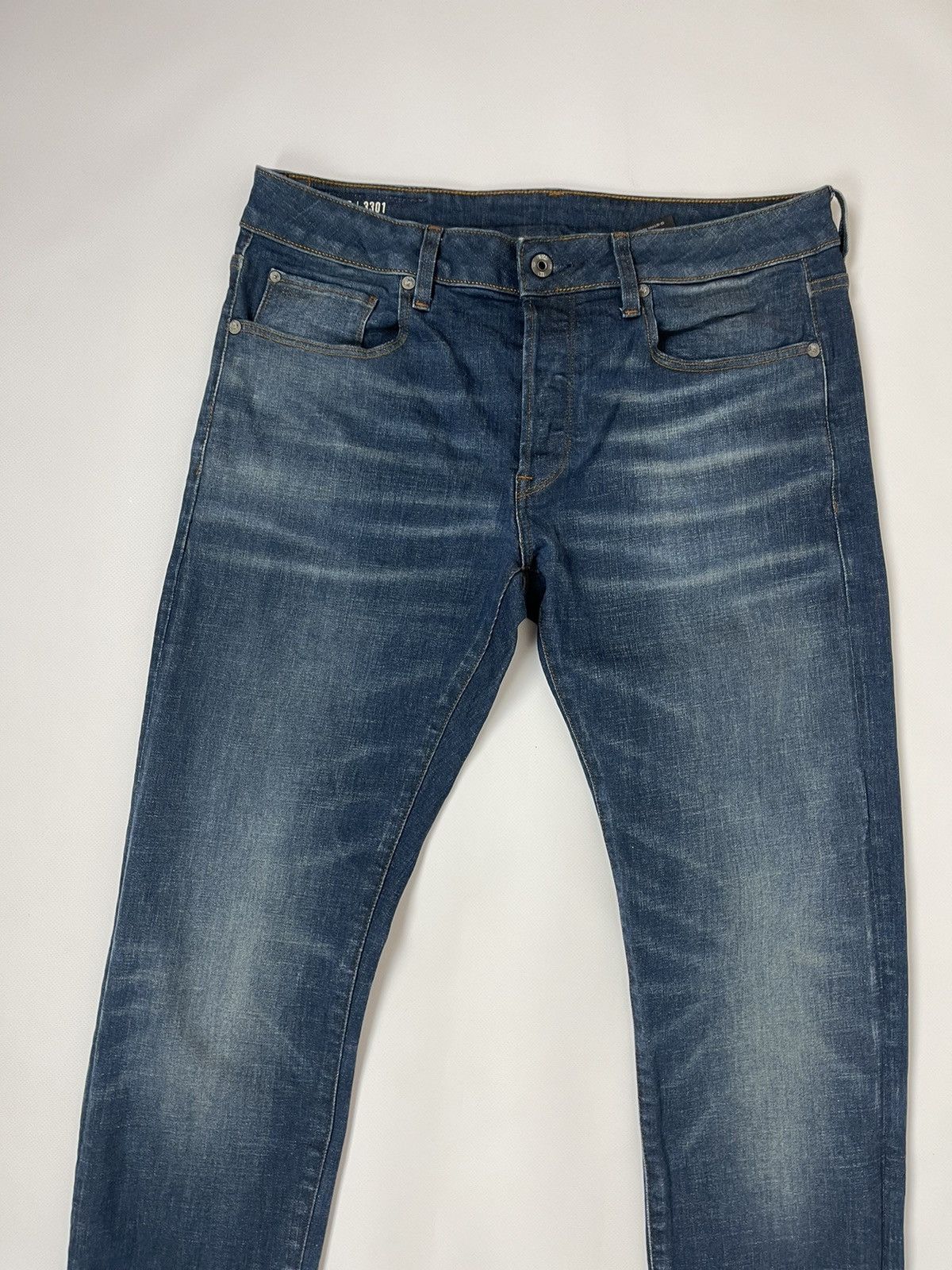 G-Star G-Star Raw 3301 Slim faded denim jeans pants Size US 33 - 15 Thumbnail