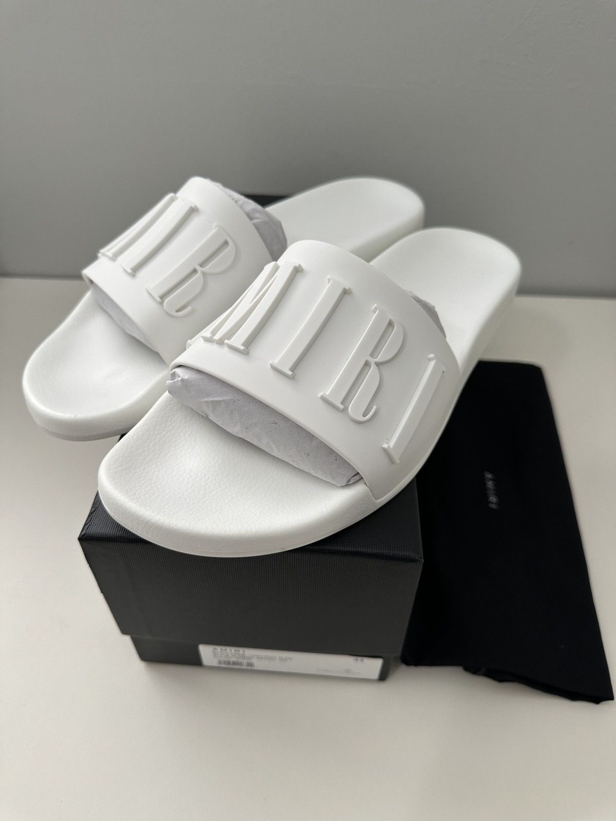 Amiri Amiri Logo Pool Slides New White 44 | Grailed