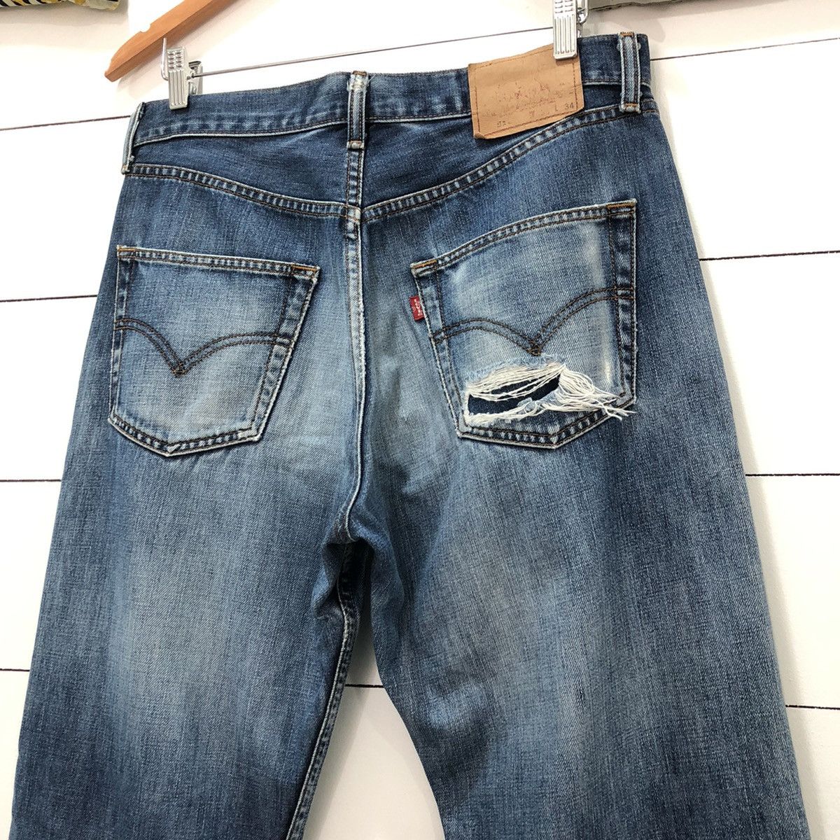 Levi's × Vintage Levis 512 Distressed Denim Jeans inspired Kapital style Size US 33 - 11 Thumbnail
