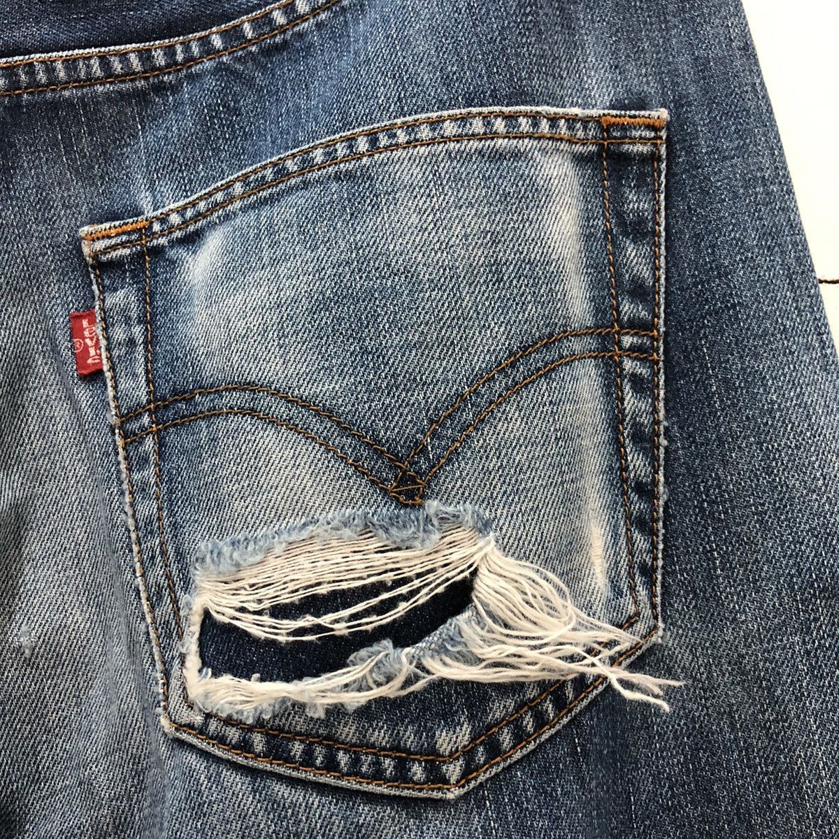 Levi's × Vintage Levis 512 Distressed Denim Jeans inspired Kapital style Size US 33 - 12 Thumbnail