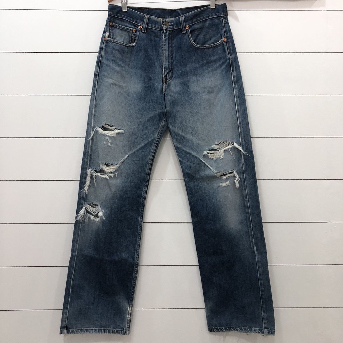 Levi's × Vintage Levis 512 Distressed Denim Jeans inspired Kapital style Size US 33 - 1 Thumbnail