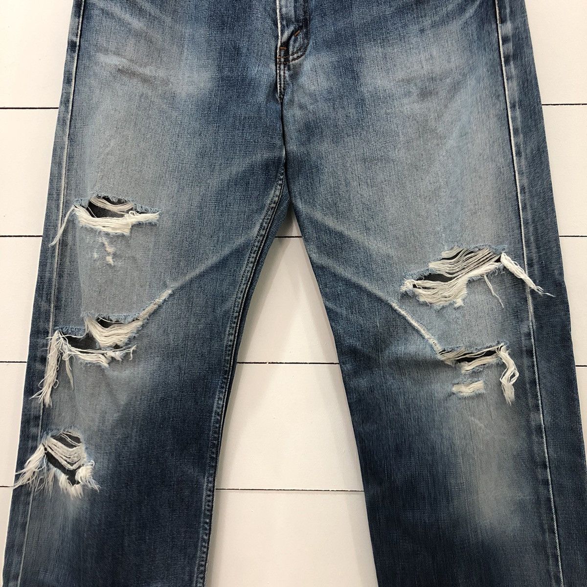 Levi's × Vintage Levis 512 Distressed Denim Jeans inspired Kapital style Size US 33 - 4 Thumbnail