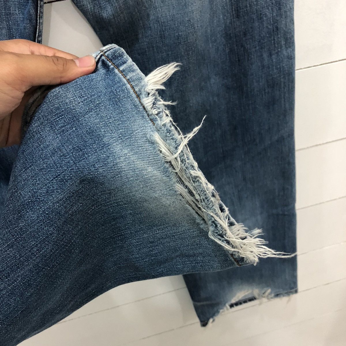 Levi's × Vintage Levis 512 Distressed Denim Jeans inspired Kapital style Size US 33 - 18 Thumbnail