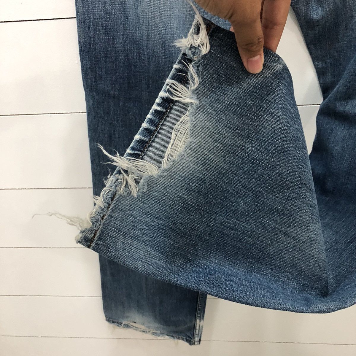 Levi's × Vintage Levis 512 Distressed Denim Jeans inspired Kapital style Size US 33 - 17 Thumbnail