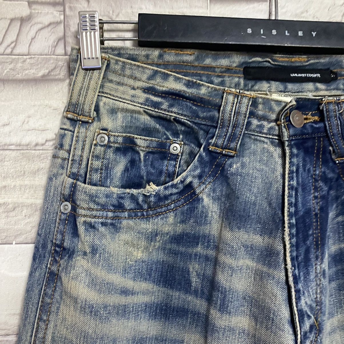 Vintage Japanese UNLIMITED00 Denim Bleach Loose Jeans Size US 29 - 10 Thumbnail
