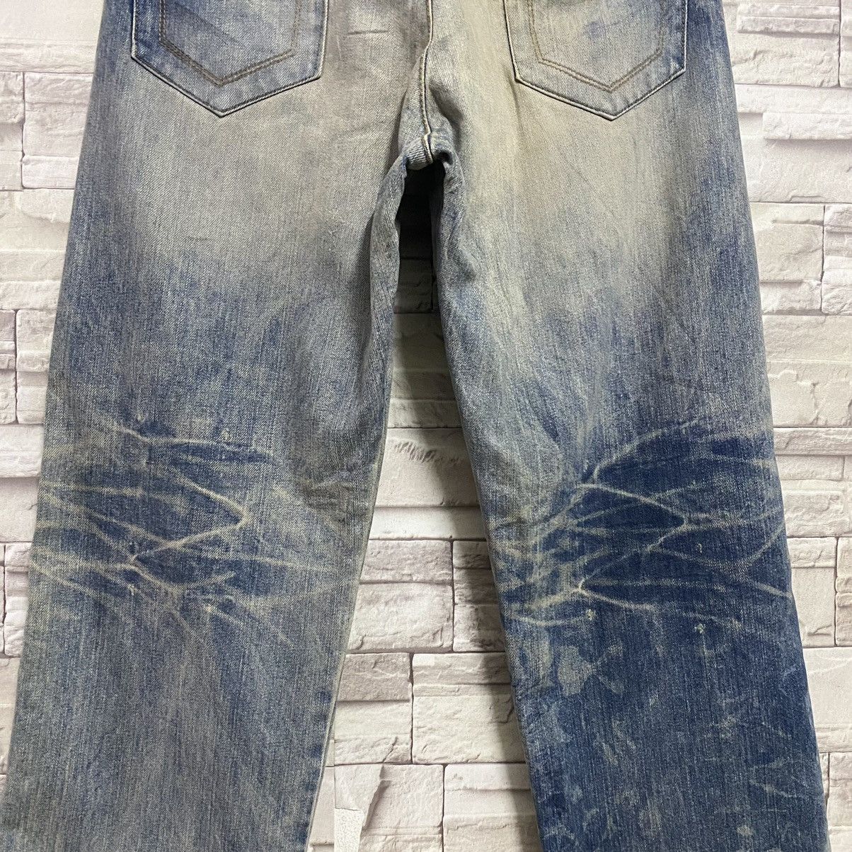 Vintage Japanese UNLIMITED00 Denim Bleach Loose Jeans Size US 29 - 15 Thumbnail