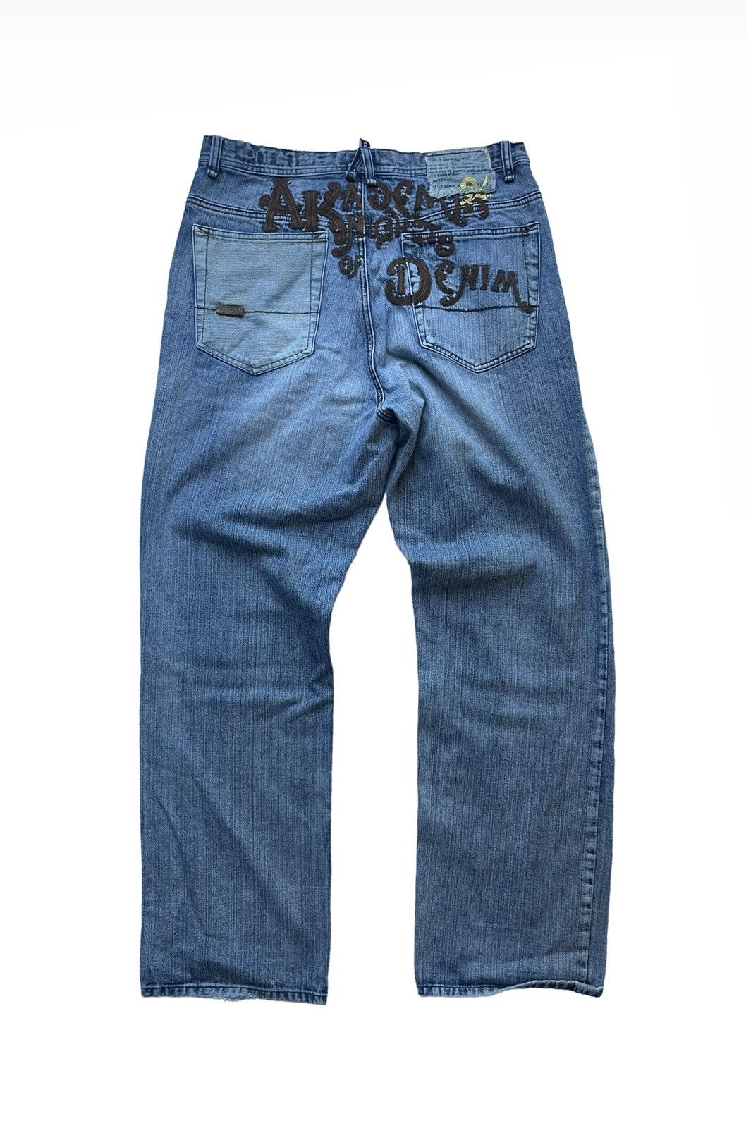 JNCO × Japanese Brand × Vintage Vintage Akademiks Embroidered Baggy Y2K Jeans 34x34 Size US 34 / EU 50 - 2 Thumbnail