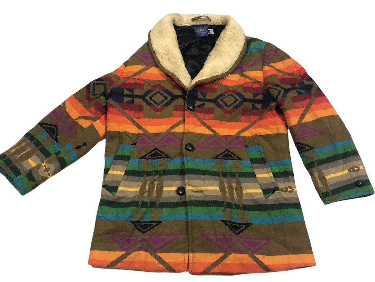 Vintage Pendleton Navajo Fullprint Sherpa Lining Wool Coat