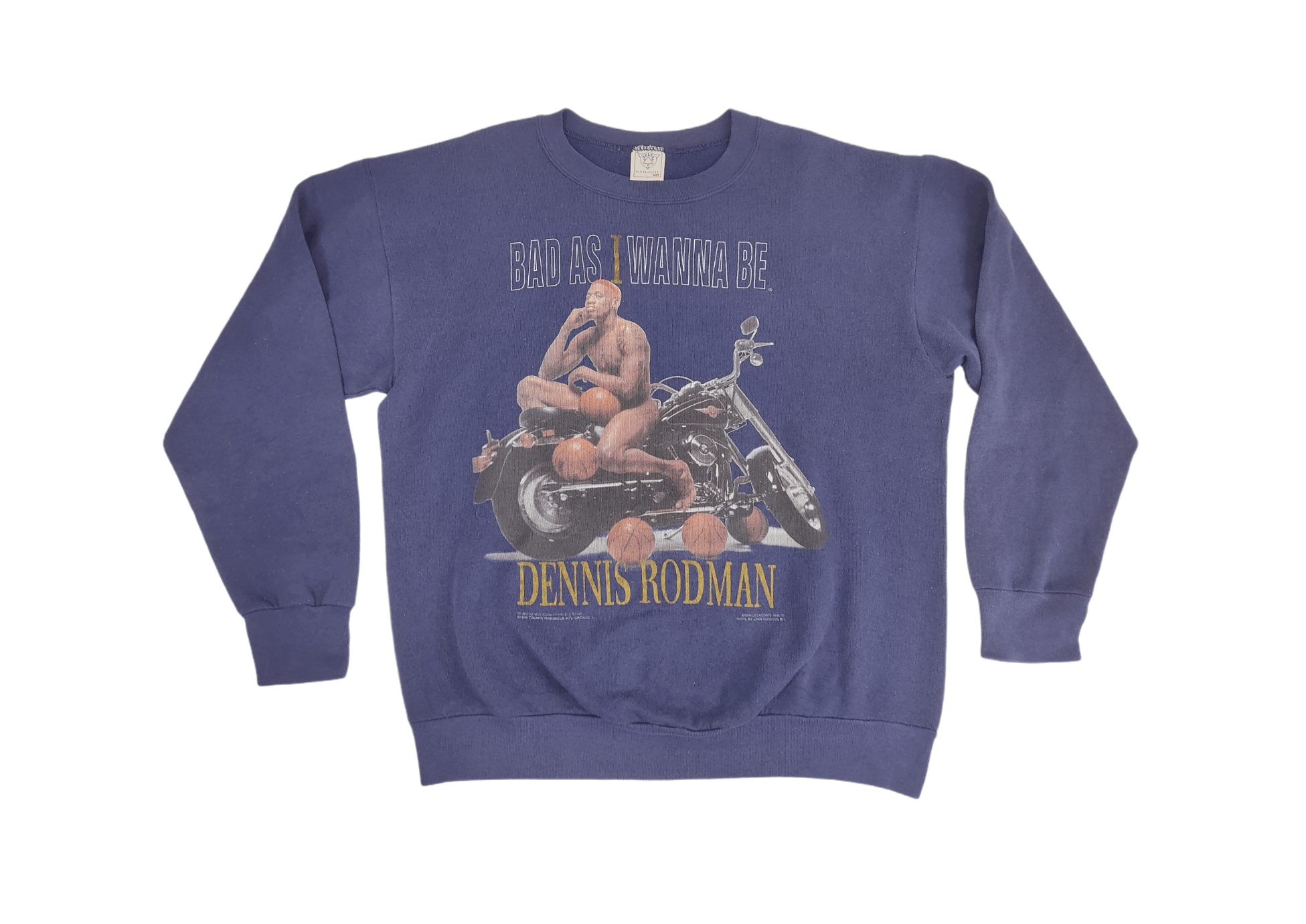 Vintage True Vintage 1996 Dennis Rodman naked on bike Sweatshirt | Grailed