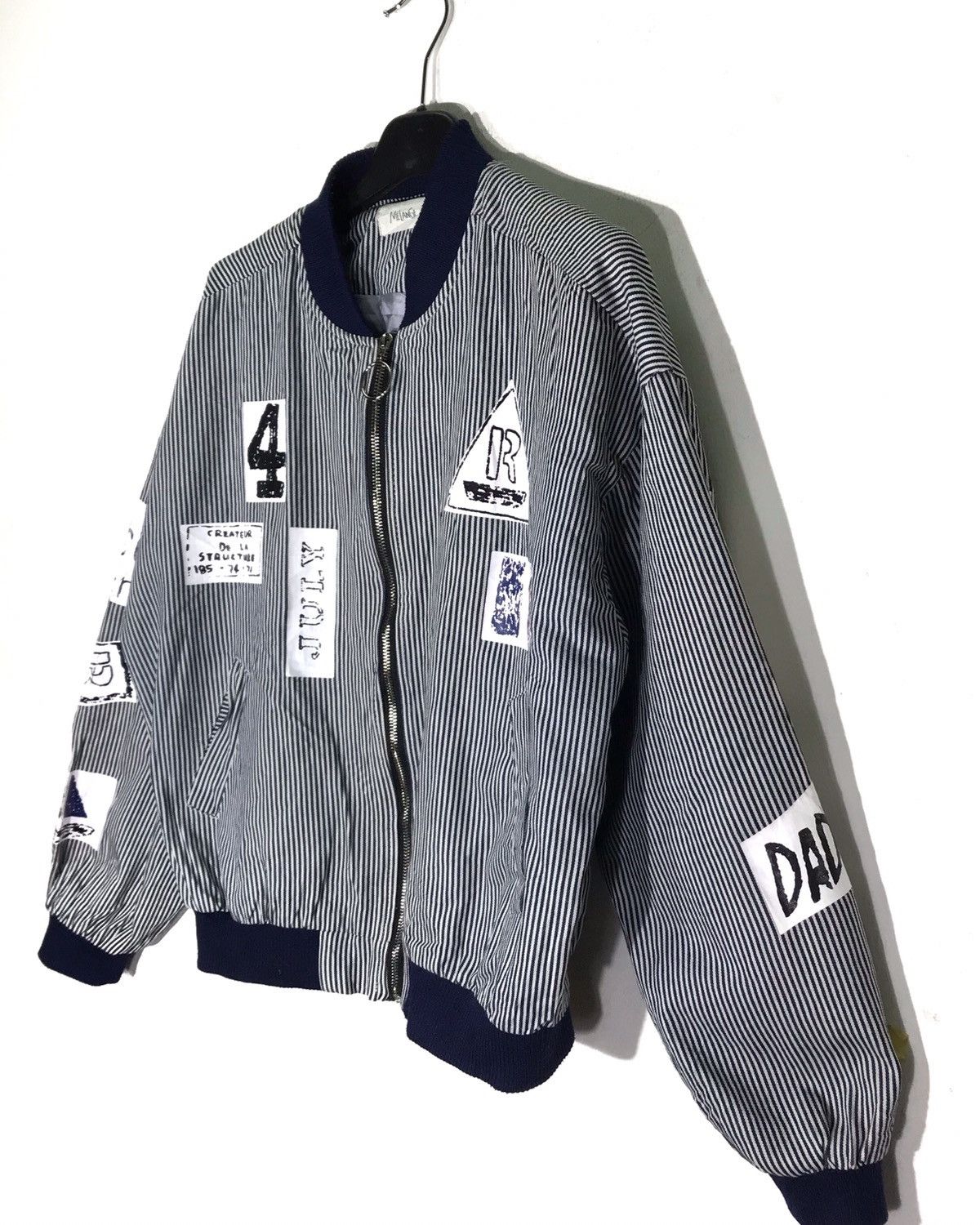 Designer Melange Hickory Striped Bomber Jackets Size US L / EU 52-54 / 3 - 2 Thumbnail