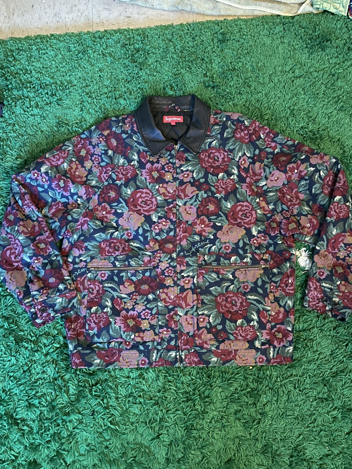 Supreme Leather Collar Work Jacket