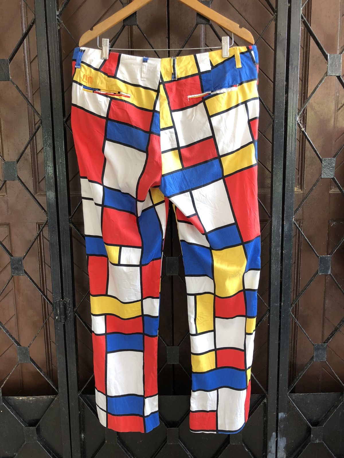 Designer Loudmouth Colourful Bricks Check Art Casual Pants Size US 37 - 5 Thumbnail