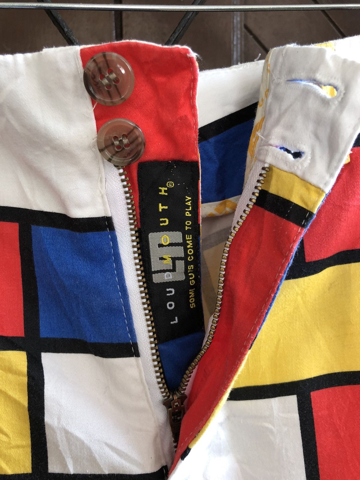 Designer Loudmouth Colourful Bricks Check Art Casual Pants Size US 37 - 2 Thumbnail