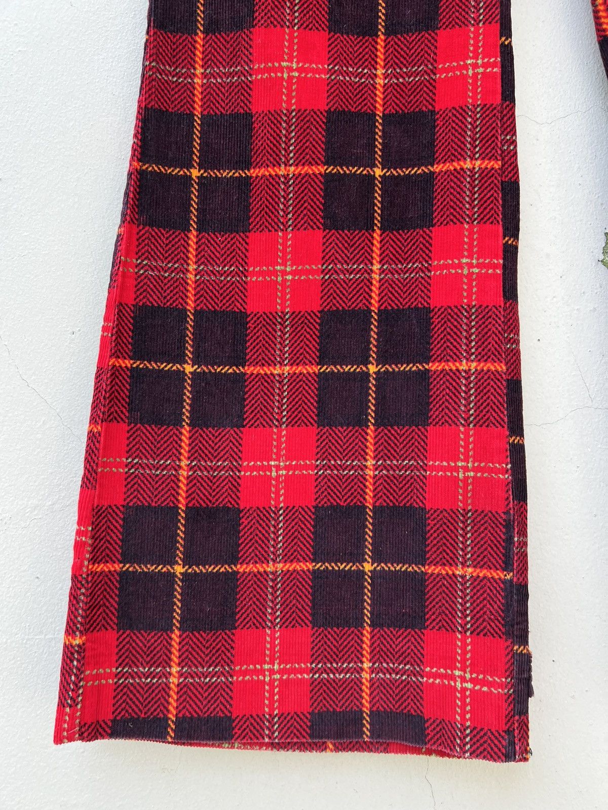 Vintage Vintage 70s Psychedelic Plaid Tartan Flare Cord Trouser Size US 32 / EU 48 - 11 Thumbnail