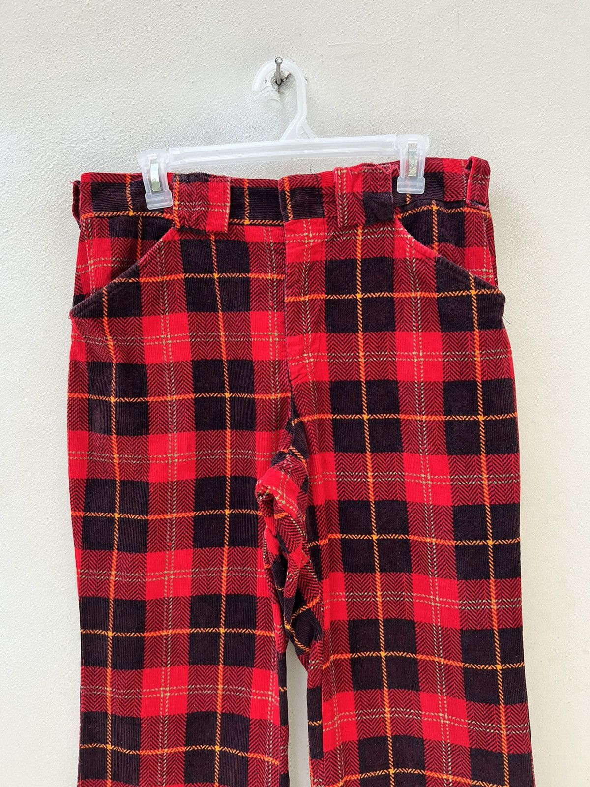 Vintage Vintage 70s Psychedelic Plaid Tartan Flare Cord Trouser Size US 32 / EU 48 - 7 Thumbnail