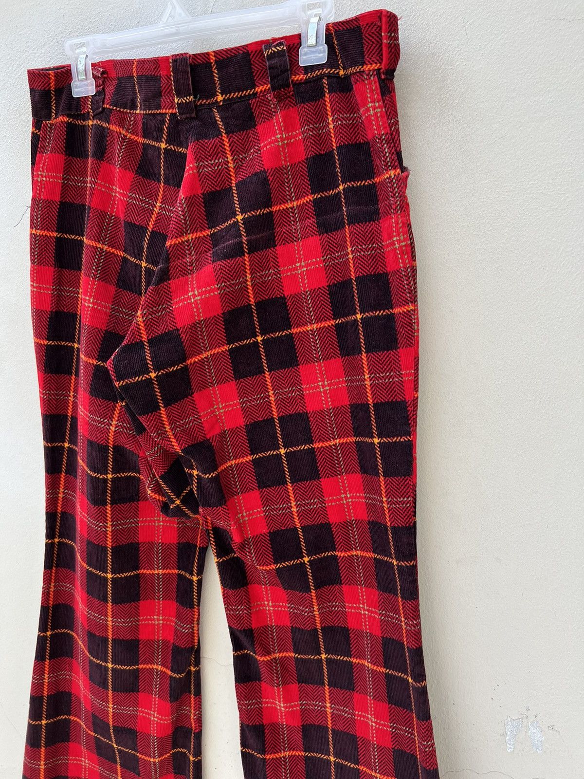 Vintage Vintage 70s Psychedelic Plaid Tartan Flare Cord Trouser Size US 32 / EU 48 - 20 Thumbnail