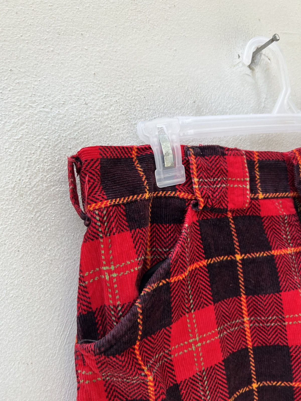 Vintage Vintage 70s Psychedelic Plaid Tartan Flare Cord Trouser Size US 32 / EU 48 - 8 Thumbnail