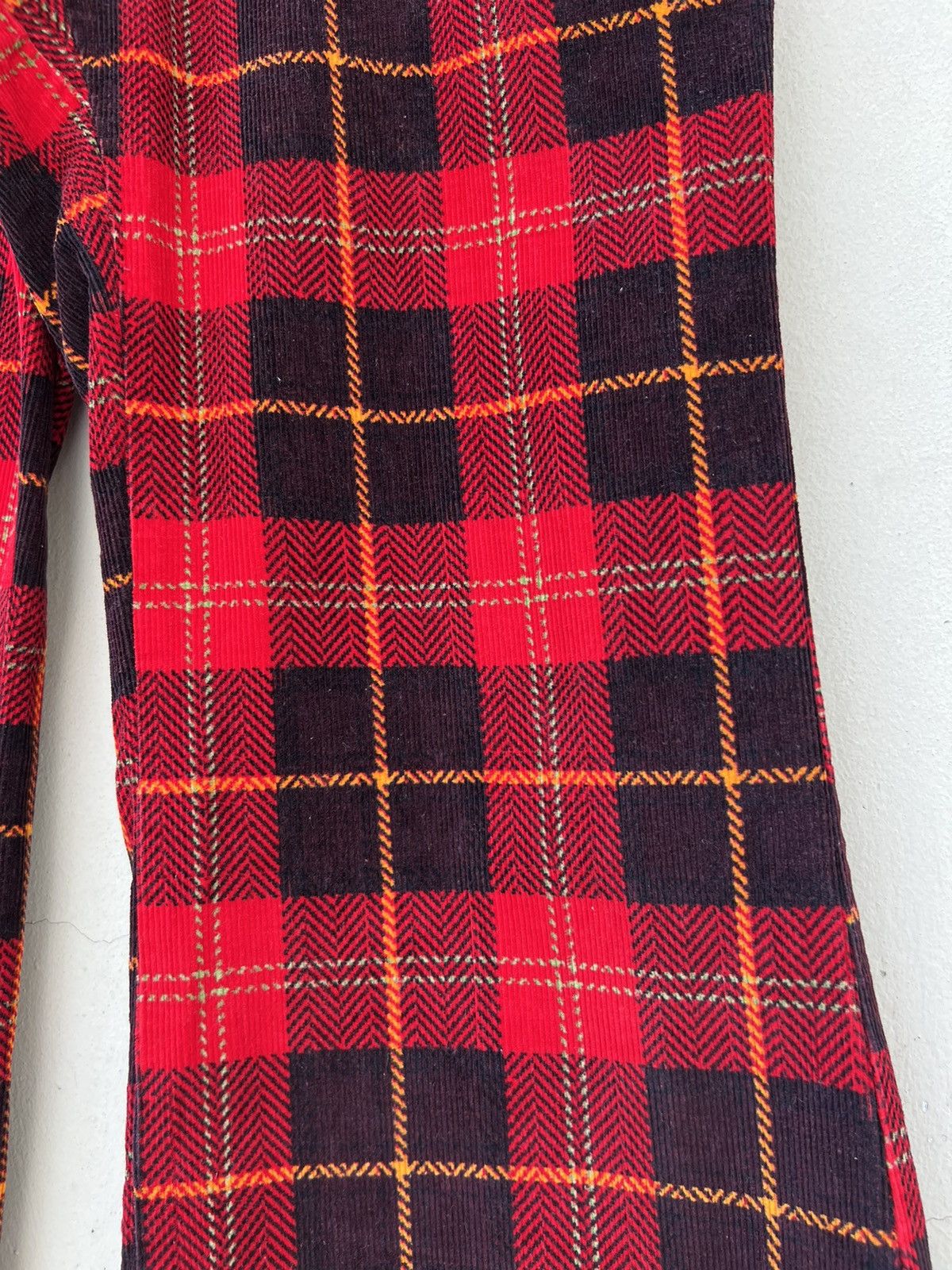 Vintage Vintage 70s Psychedelic Plaid Tartan Flare Cord Trouser Size US 32 / EU 48 - 15 Thumbnail