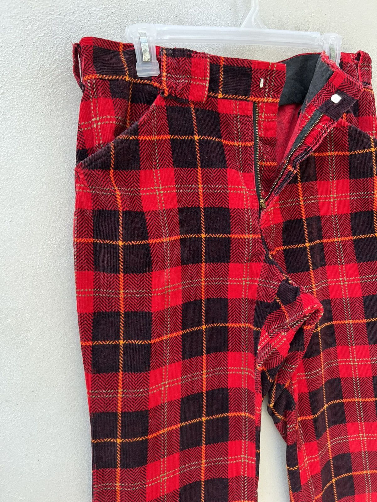 Vintage Vintage 70s Psychedelic Plaid Tartan Flare Cord Trouser Size US 32 / EU 48 - 10 Thumbnail
