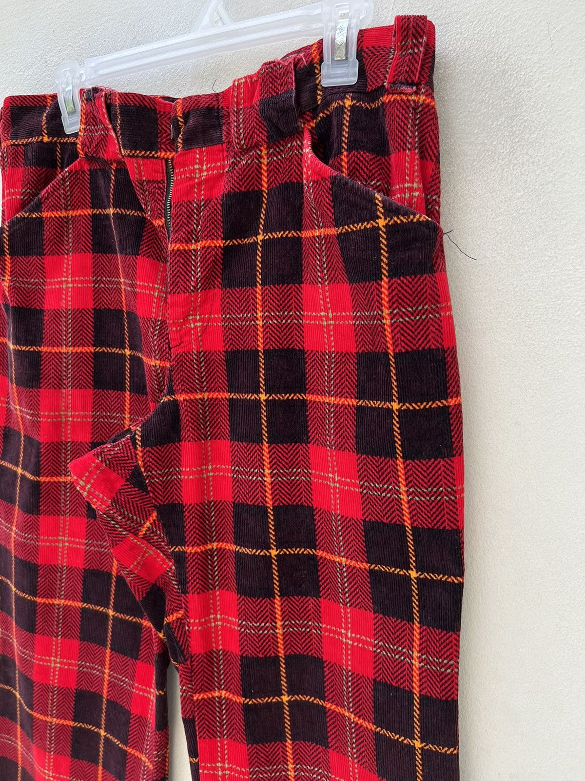 Vintage Vintage 70s Psychedelic Plaid Tartan Flare Cord Trouser Size US 32 / EU 48 - 12 Thumbnail