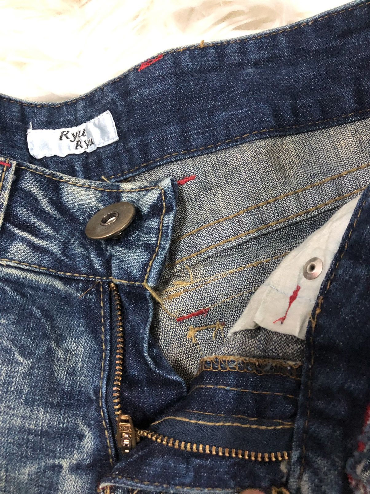 Japanese Brand Distressed denim bootcut cutting nice design💥 Size US 30 / EU 46 - 5 Thumbnail