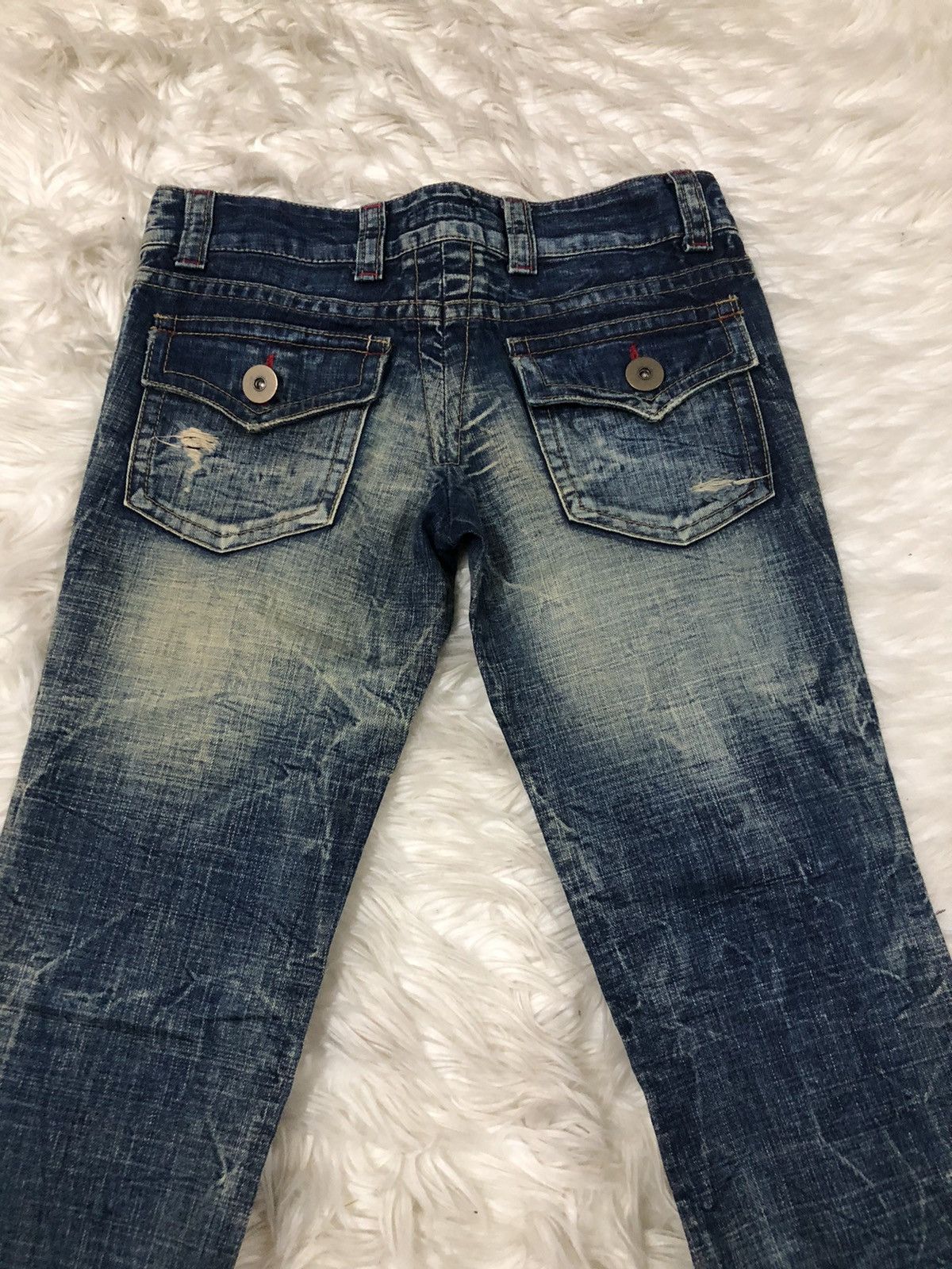 Japanese Brand Distressed denim bootcut cutting nice design💥 Size US 30 / EU 46 - 7 Thumbnail