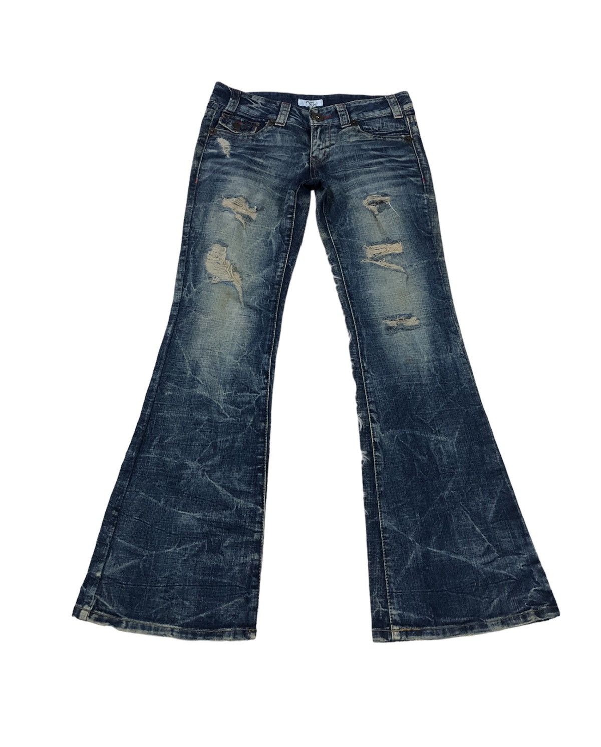 image of Distressed Denim Bootcut Cutting Nice Design in Blue, Men's (Size 30)