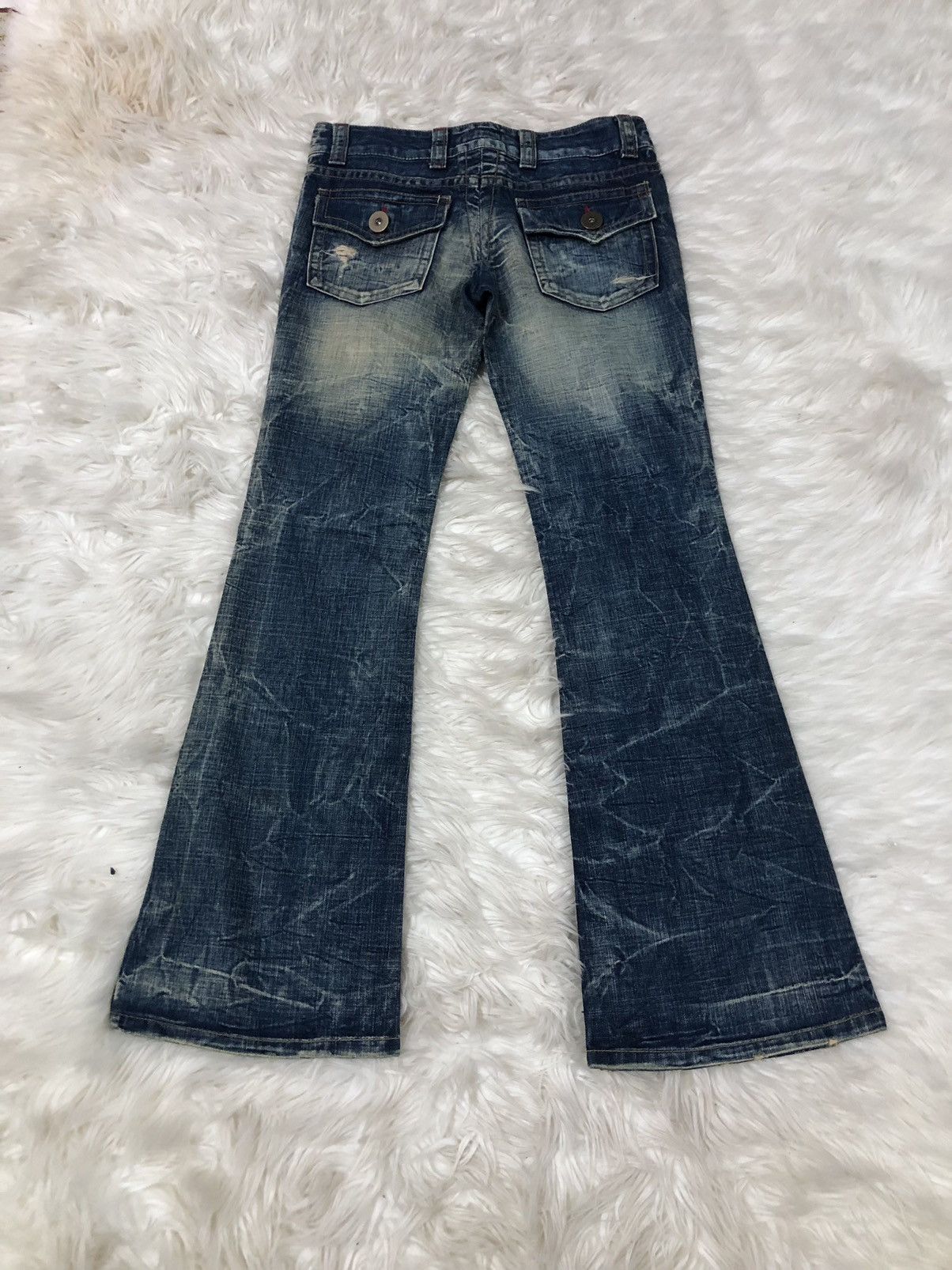 Japanese Brand Distressed denim bootcut cutting nice design💥 Size US 30 / EU 46 - 6 Thumbnail