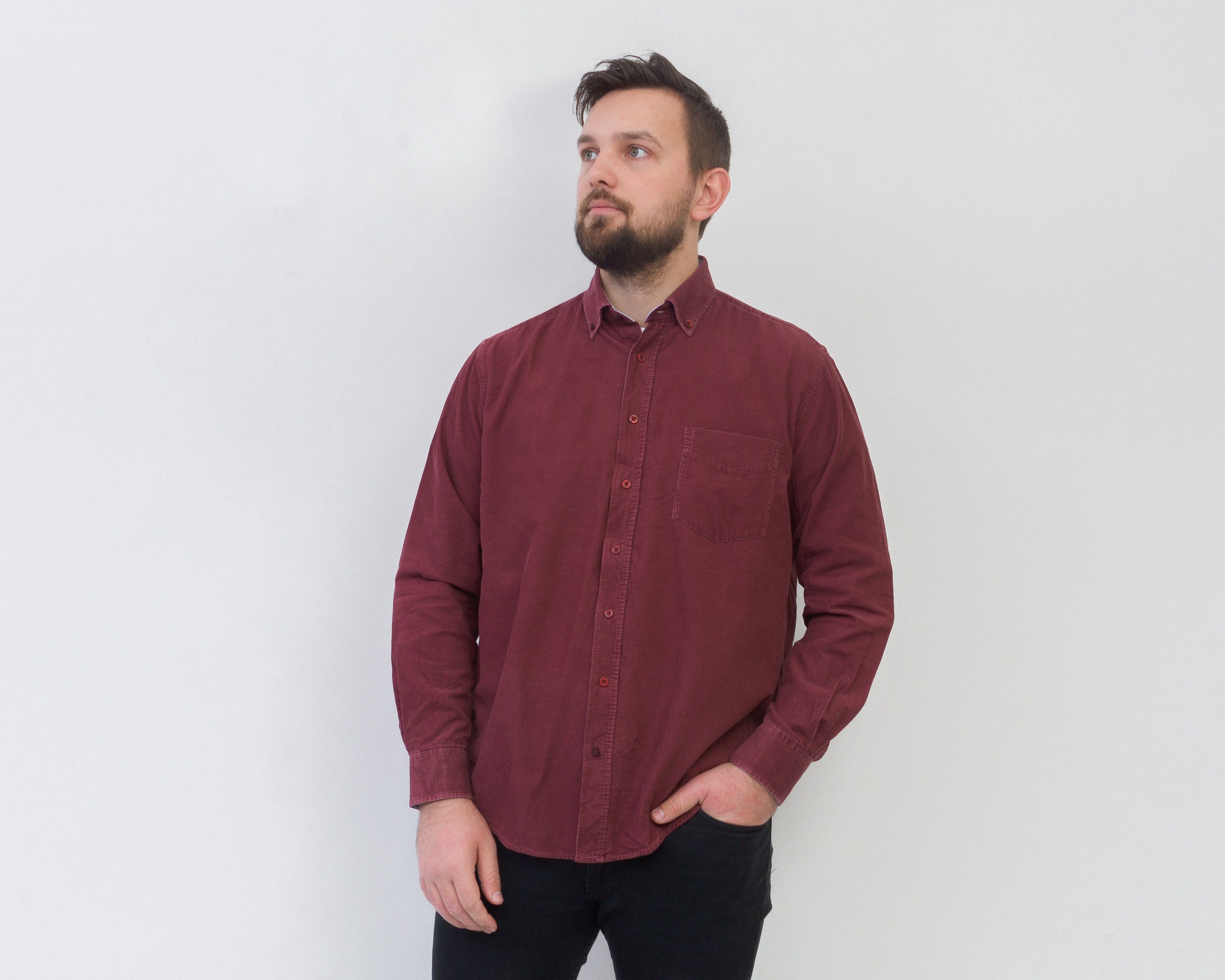 Vintage ROVER & LAKES Soft Cord Shirt Corduroy Long Sleeved Retro Size US L / EU 52-54 / 3 - 1 Thumbnail