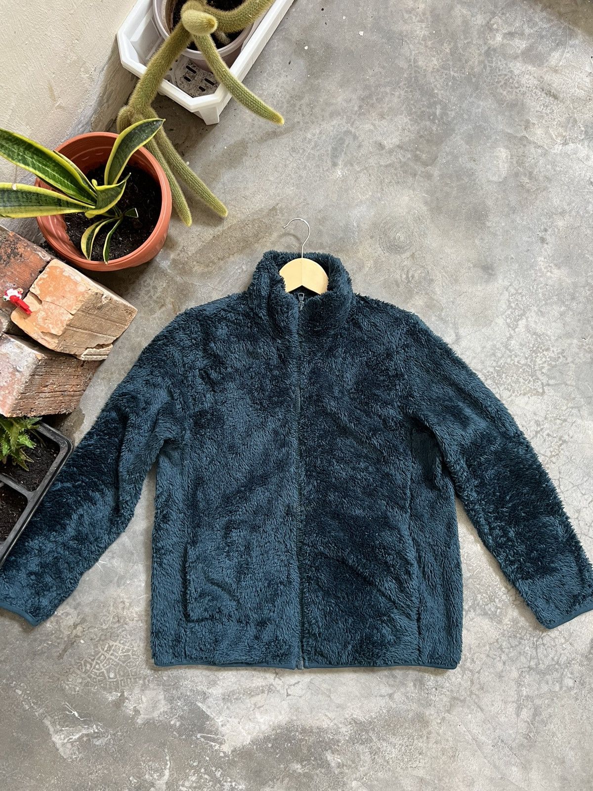 Vintage 🖤 Japanese Uniqlo Mohair Fleece Jacket With Pocket