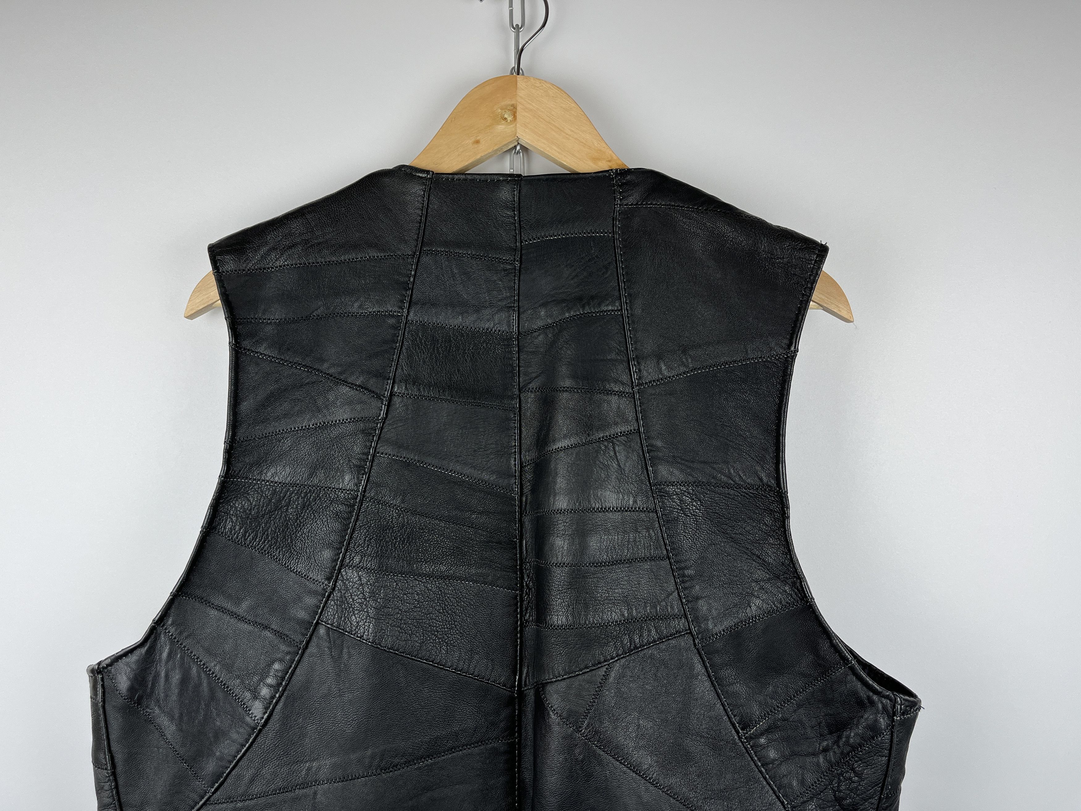 Genuine Leather × Vintage 90's Vintage Leather Patchwork Waistcoat Vest Biker Western Size US XL / EU 56 / 4 - 9 Thumbnail