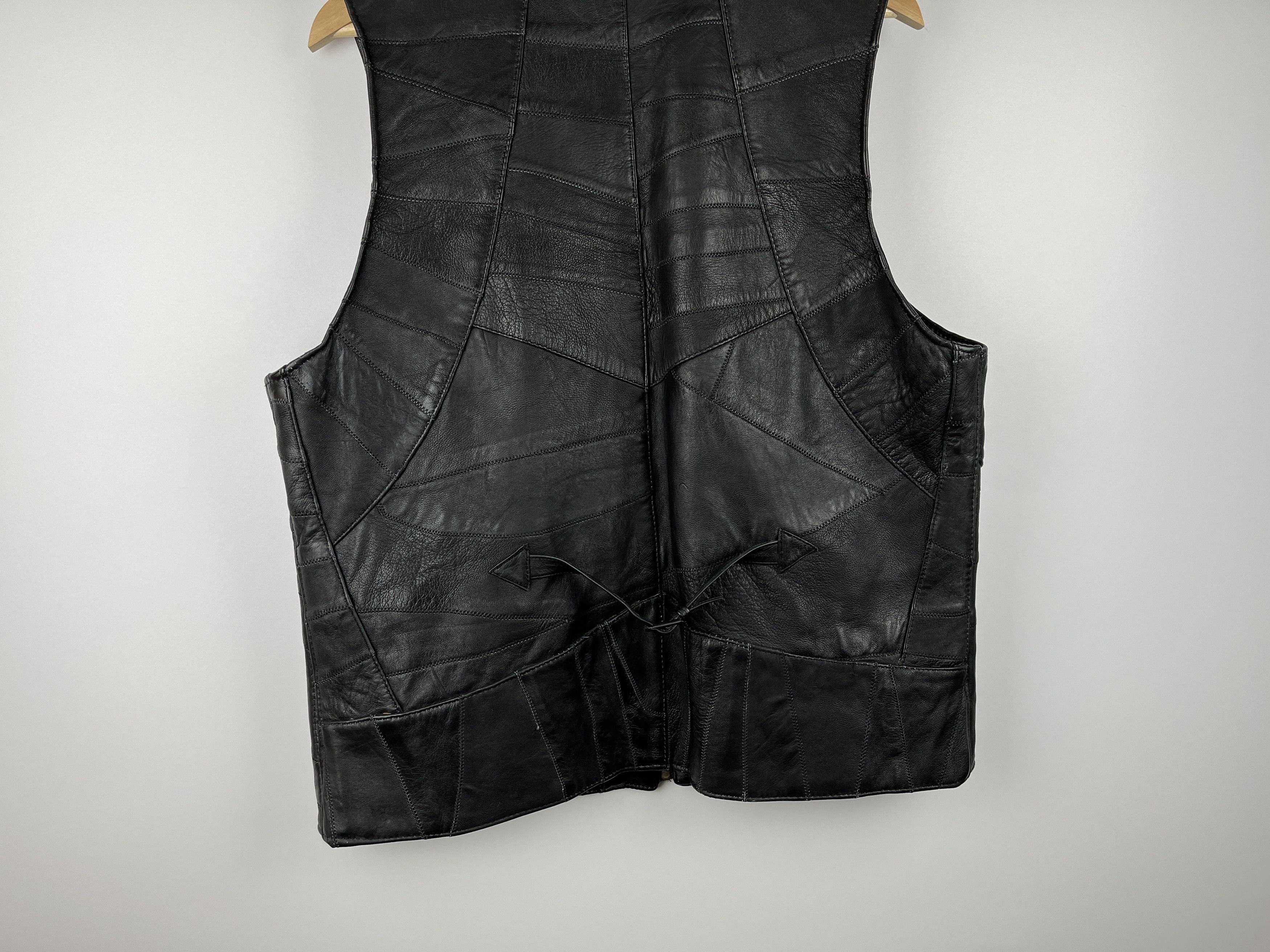 Genuine Leather × Vintage 90's Vintage Leather Patchwork Waistcoat Vest Biker Western Size US XL / EU 56 / 4 - 10 Thumbnail