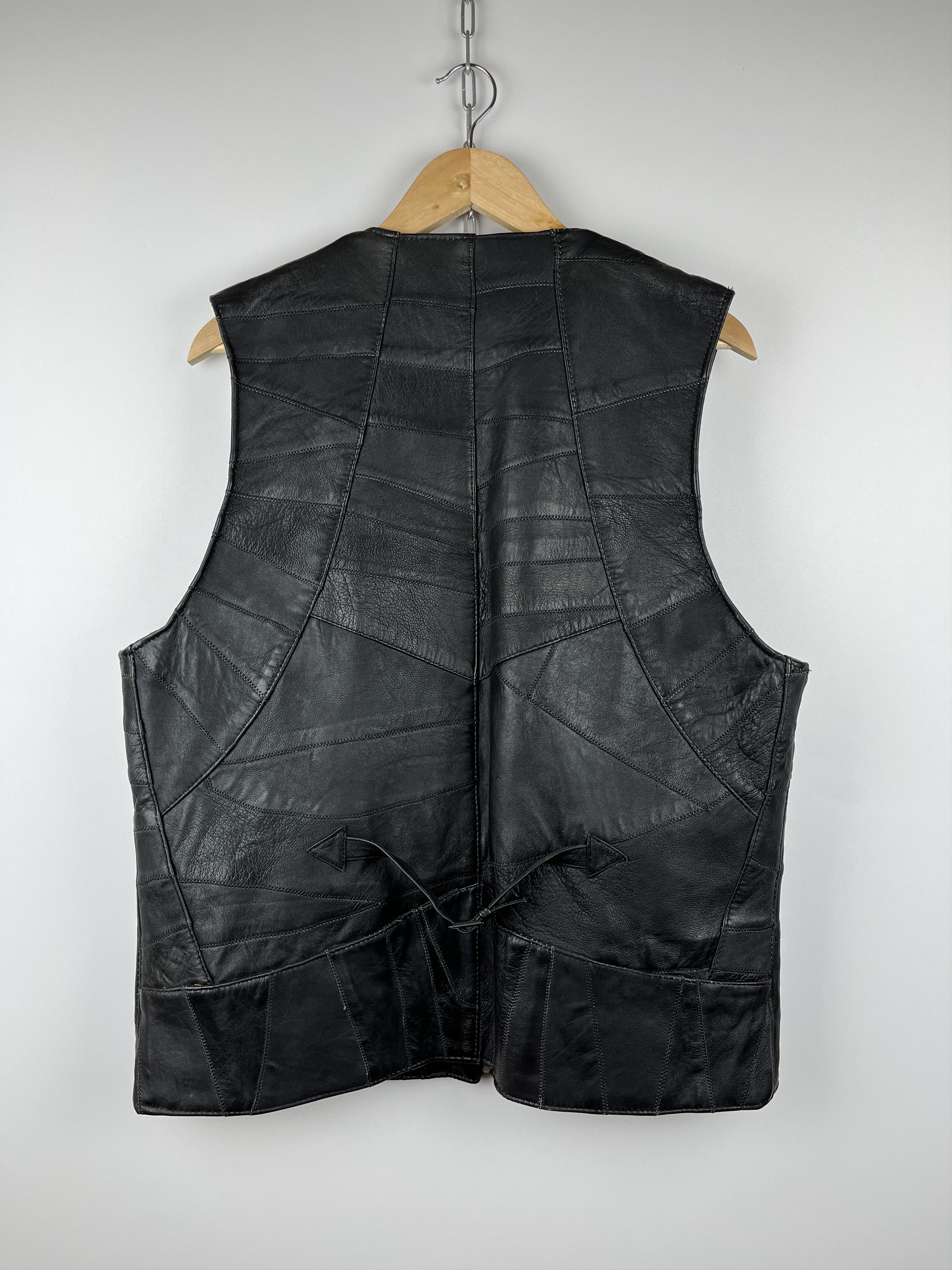Genuine Leather × Vintage 90's Vintage Leather Patchwork Waistcoat Vest Biker Western Size US XL / EU 56 / 4 - 8 Thumbnail