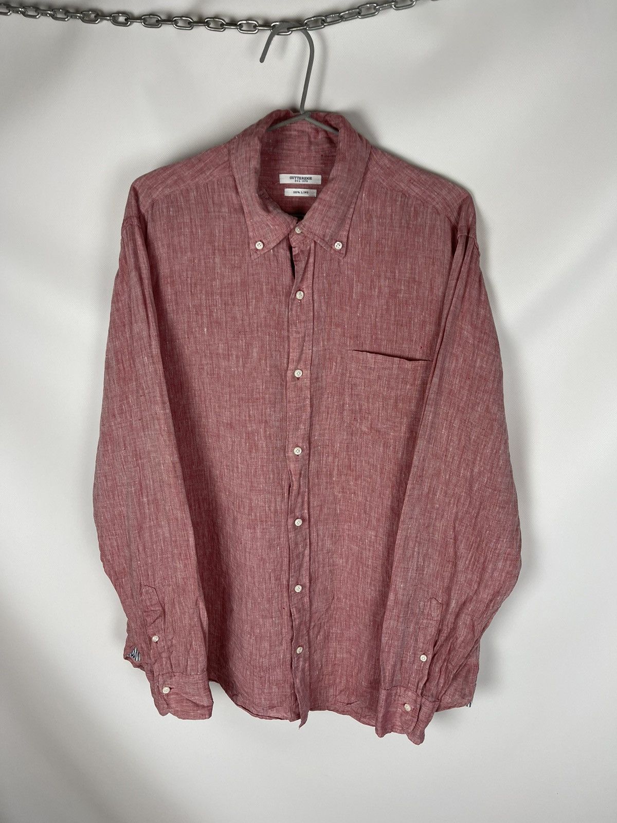 Other Gutteridge Dal 1878 100% Linen red long sleeve shirt Size US L / EU 52-54 / 3 - 2 Thumbnail