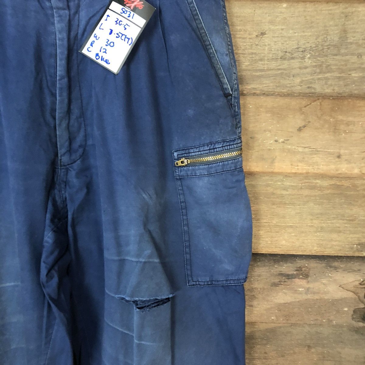 Japanese Brand Field Message Blue multi pocket tactical Cargo Pants #5031 Size US 30 / EU 46 - 6 Thumbnail