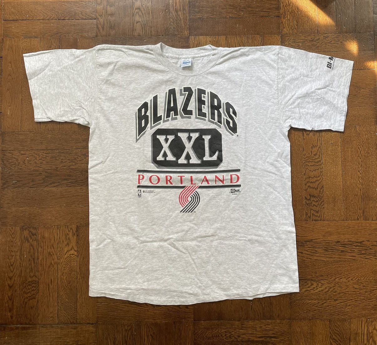 image of NBA x Salem Vintage VTG Portland Trailblazers Salem Sportswear T Shirt in Grey, Men's (Size XL)