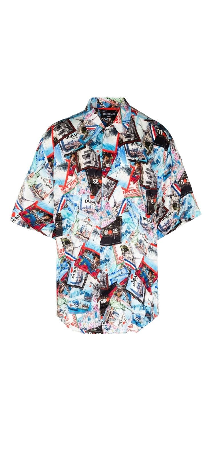 Balenciaga All Over Cities Print Silk Shirt